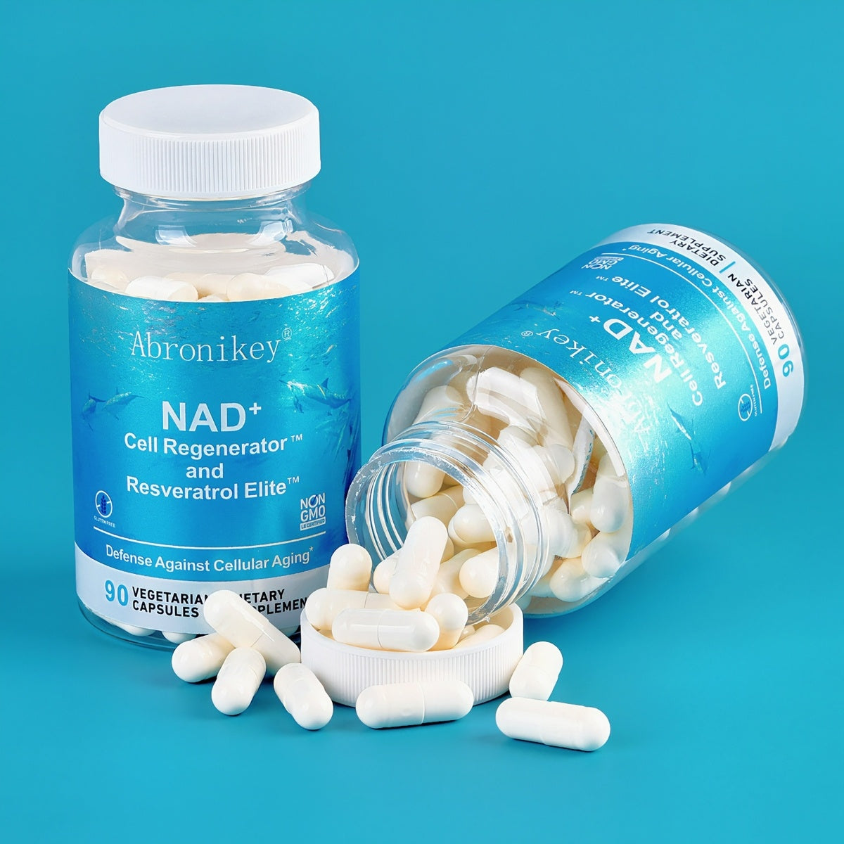 Abronikey NAD Cell Regenerator And Resveratrol Elite - Nads Niacinamide Riboside Supplement - With Trans- Resveratrol, Quercetin - Energy,Focus- 90 Capsule Dietary