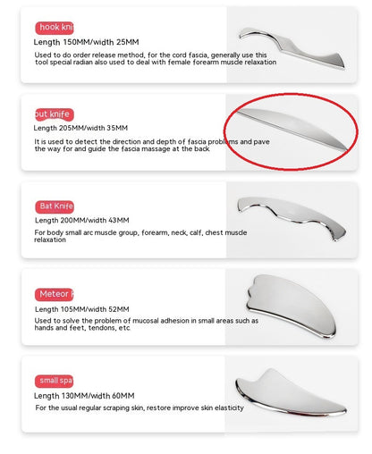 Fascial Stainless Steel Neck Cream Knife Multifunctional Muscle Relaxation Physiotherapy Scraping Release Tool