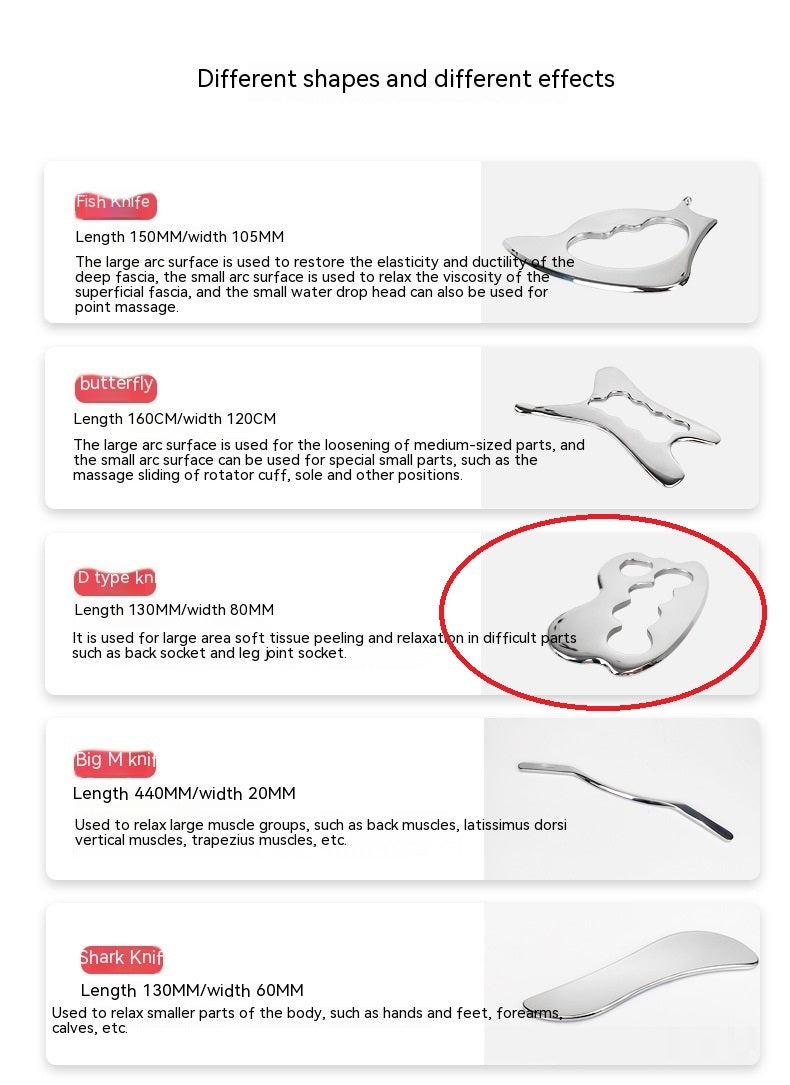 Fascial Stainless Steel Neck Cream Knife Multifunctional Muscle Relaxation Physiotherapy Scraping Release Tool