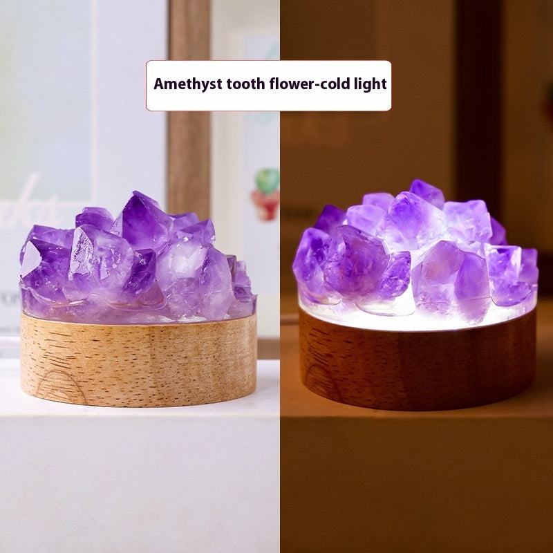Natural Amethyst Epoxy Vug Small Night Lamp Ornaments
