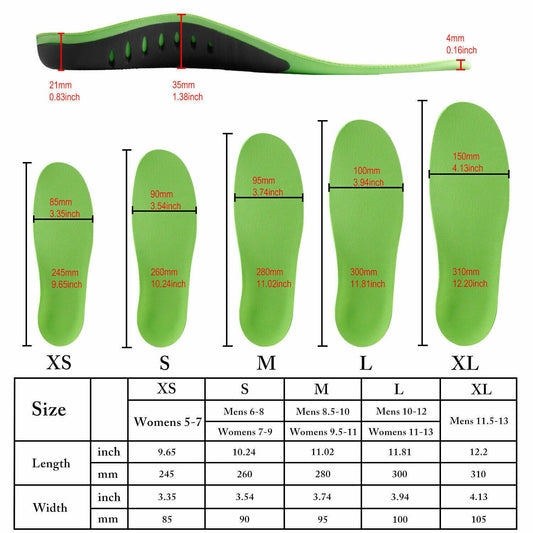 Orthotic Shoe Insoles Inserts Flat Feet High Arch Support For Plantar