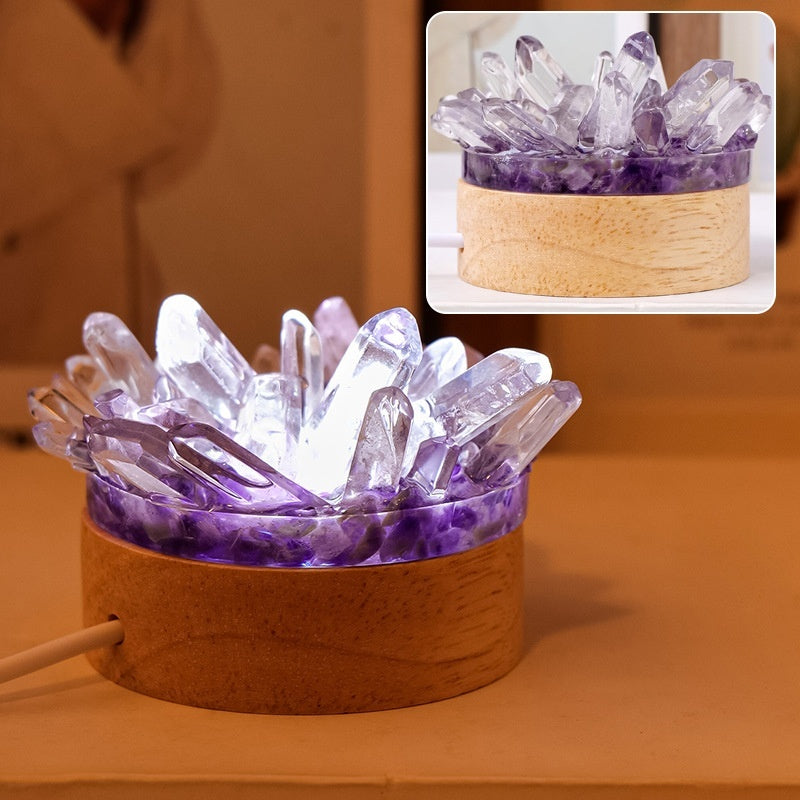 Natural Amethyst Epoxy Vug Small Night Lamp Ornaments