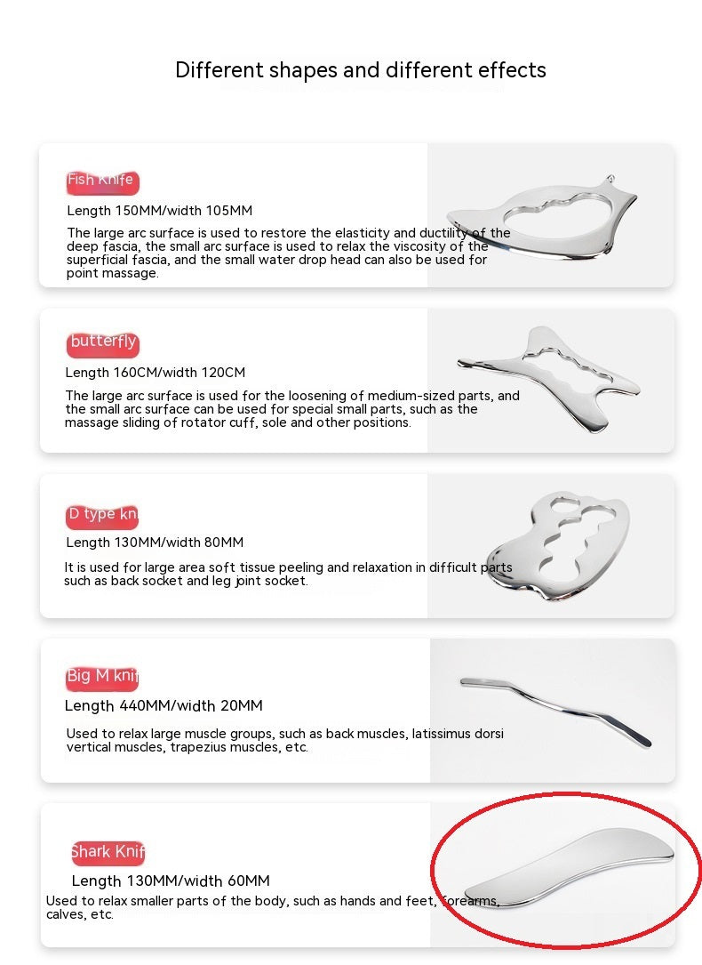 Fascial Stainless Steel Neck Cream Knife Multifunctional Muscle Relaxation Physiotherapy Scraping Release Tool