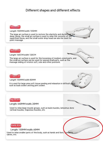 Fascial Stainless Steel Neck Cream Knife Multifunctional Muscle Relaxation Physiotherapy Scraping Release Tool