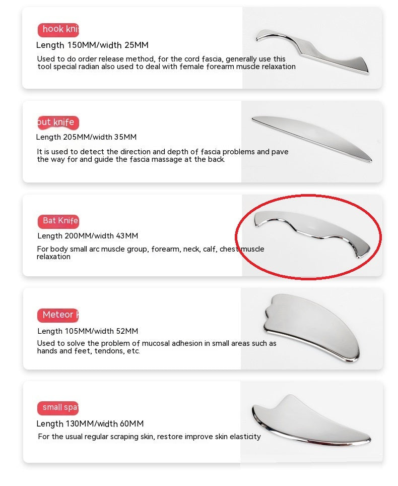 Fascial Stainless Steel Neck Cream Knife Multifunctional Muscle Relaxation Physiotherapy Scraping Release Tool