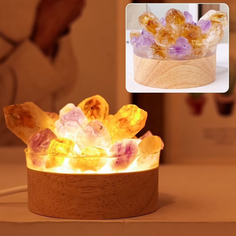 Natural Amethyst Epoxy Vug Small Night Lamp Ornaments