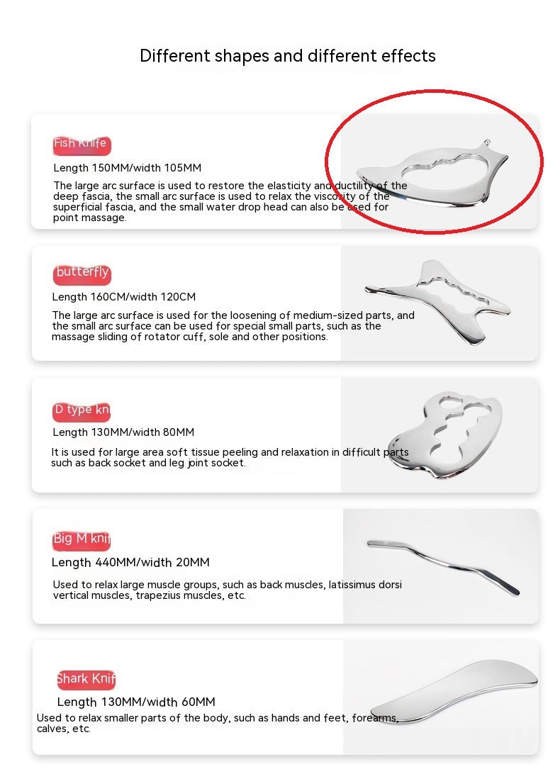 Fascial Stainless Steel Neck Cream Knife Multifunctional Muscle Relaxation Physiotherapy Scraping Release Tool
