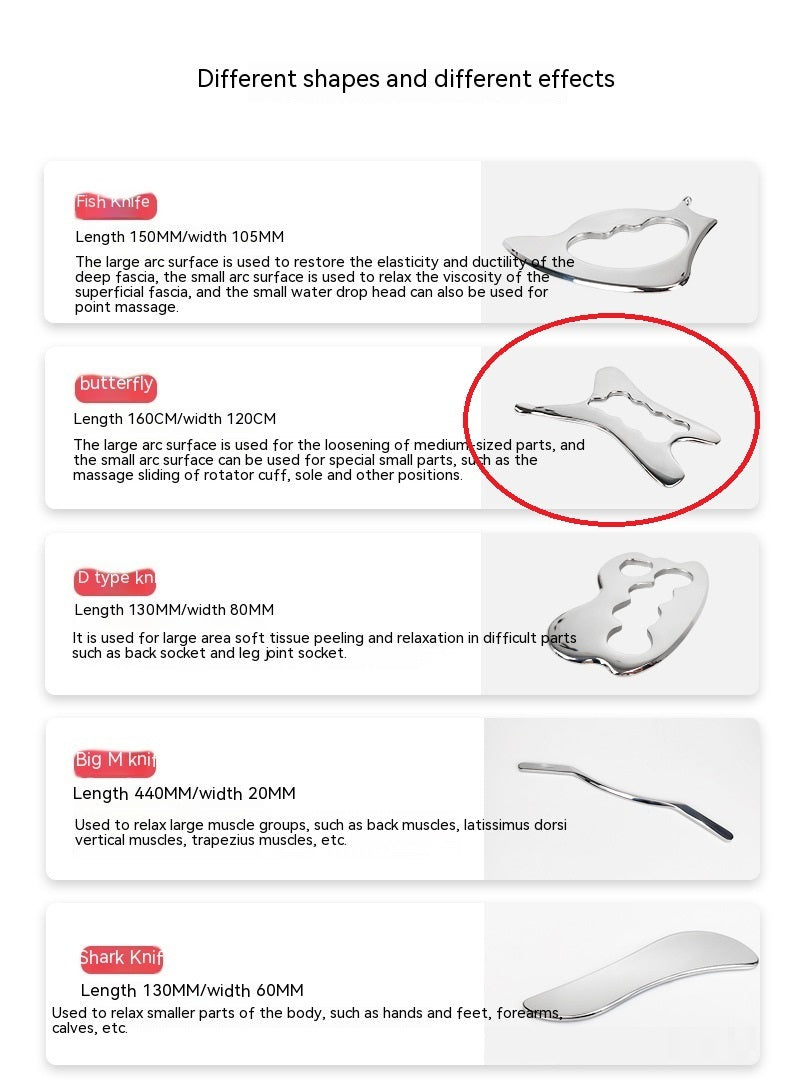 Fascial Stainless Steel Neck Cream Knife Multifunctional Muscle Relaxation Physiotherapy Scraping Release Tool