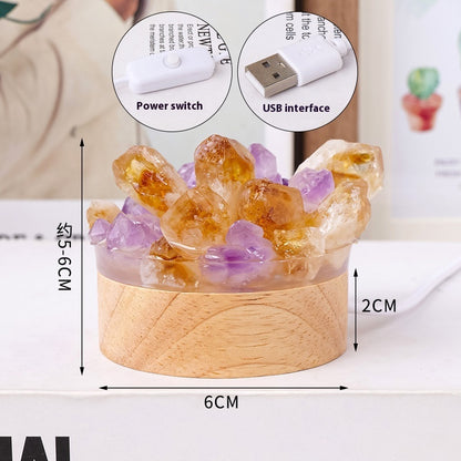 Natural Amethyst Epoxy Vug Small Night Lamp Ornaments