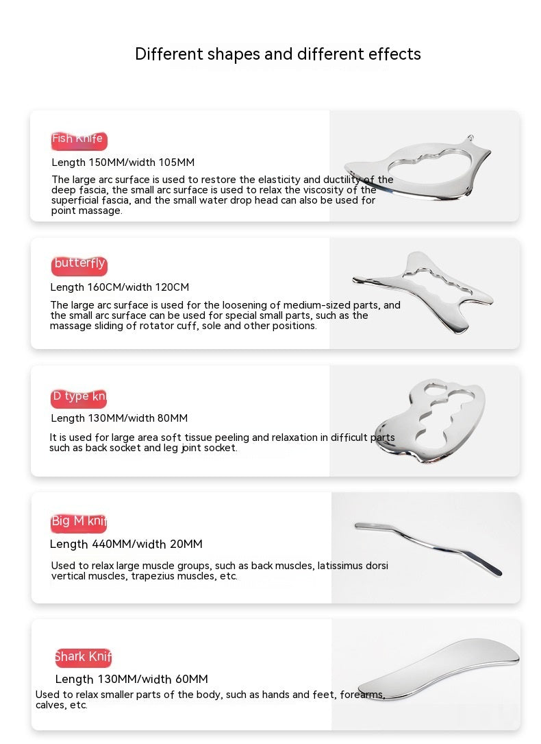 Fascial Stainless Steel Neck Cream Knife Multifunctional Muscle Relaxation Physiotherapy Scraping Release Tool