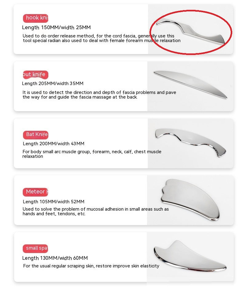 Fascial Stainless Steel Neck Cream Knife Multifunctional Muscle Relaxation Physiotherapy Scraping Release Tool